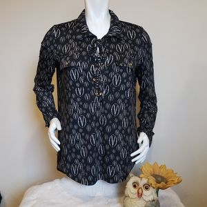 Printed Jersey Lace Up Shirt